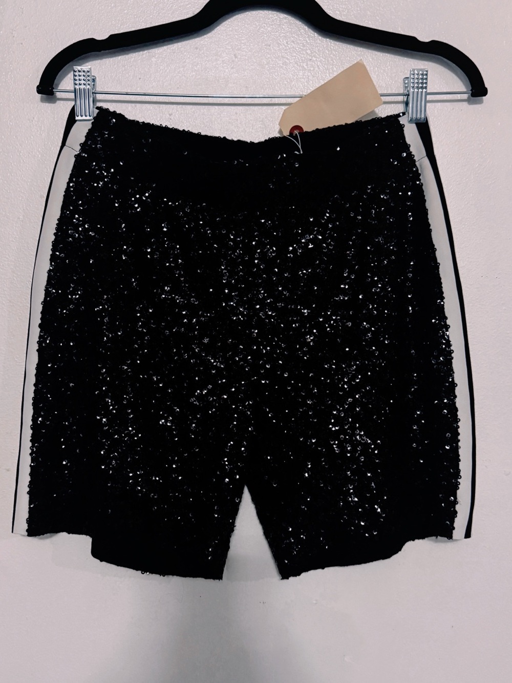 Norma Kamali Black Sequin Shorts